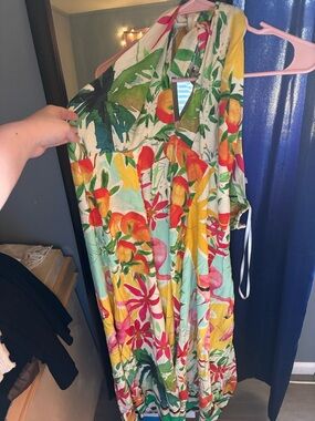 ANTONIO MELANI Floral Maxi Dress in Green, Yellow, Pink, Red